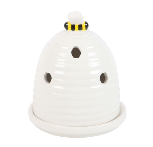 White Beehive Incense Cone Holder