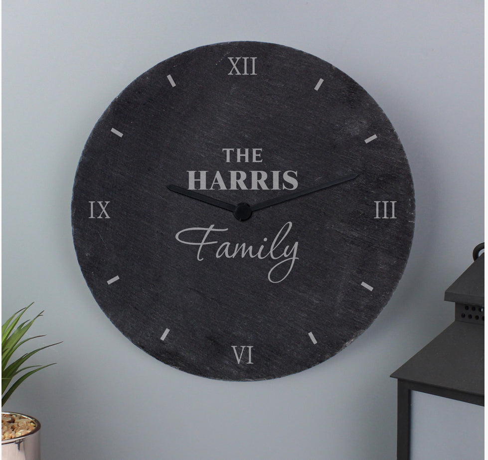 Personalised Family Slate Clock