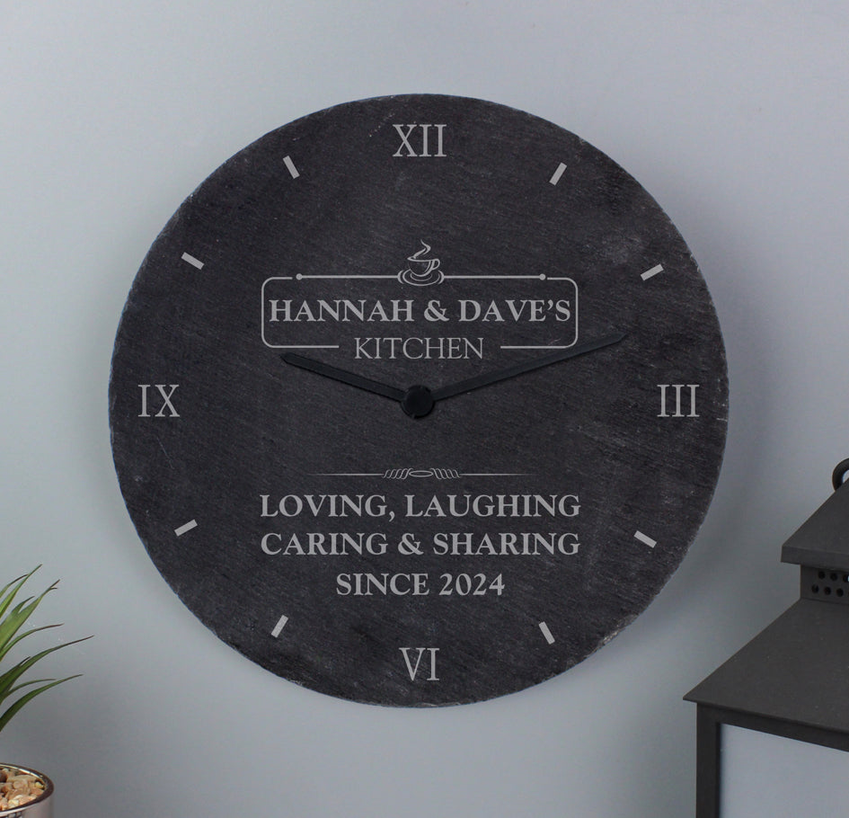 Personalised Kitchen Slate Clock