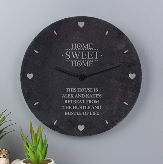 Personalised Home Sweet Home Slate Clock