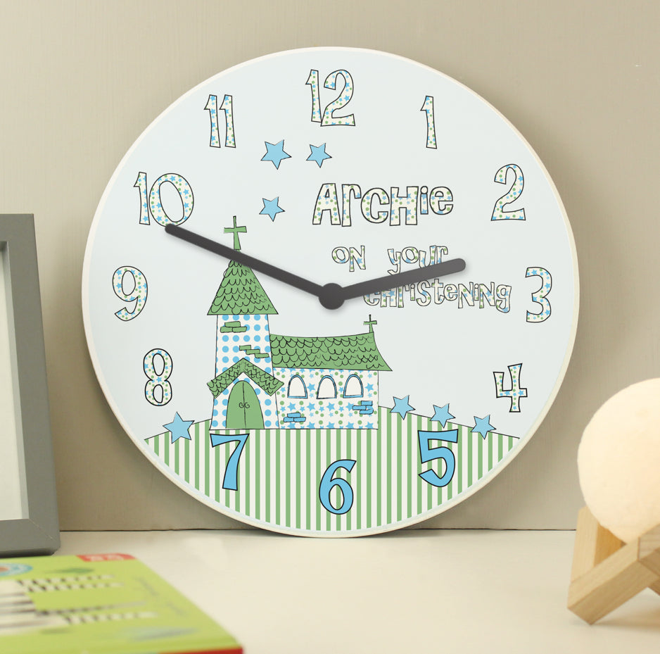 Personalised Church Boys Christening Clock
