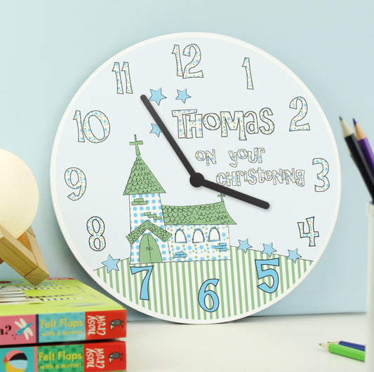 Personalised Church Boys Christening Clock