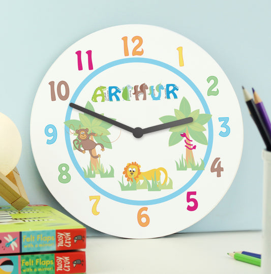 Personalised Blue Animal Alphabet Clock
