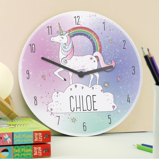 Personalised Unicorn Wooden Clock