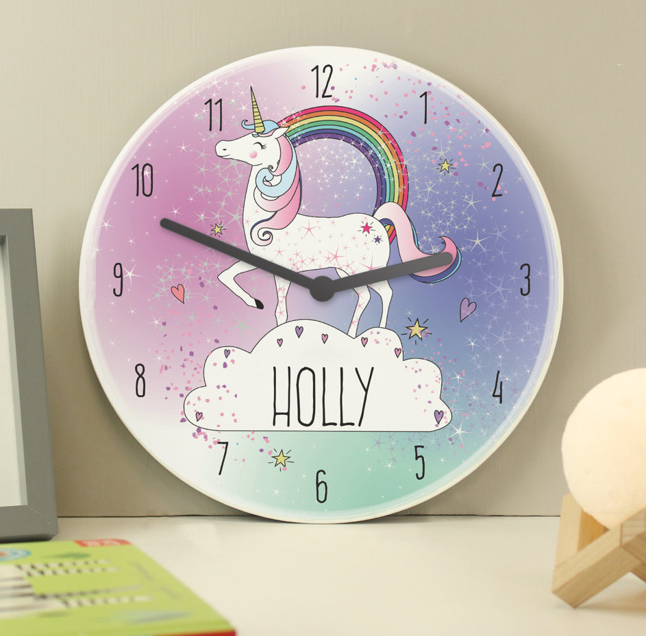 Personalised Unicorn Wooden Clock