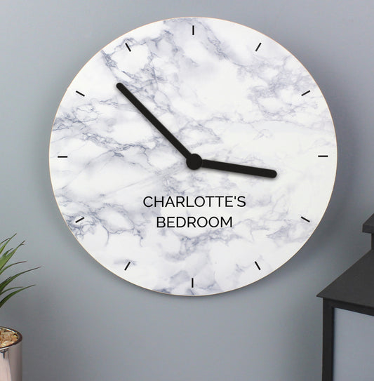 Personalised Marble Effect Wooden Clock