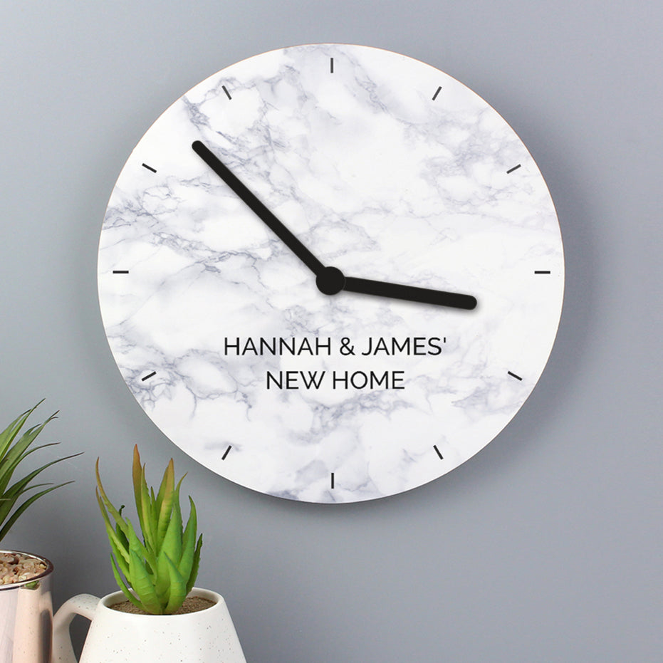 Personalised Marble Effect Wooden Clock