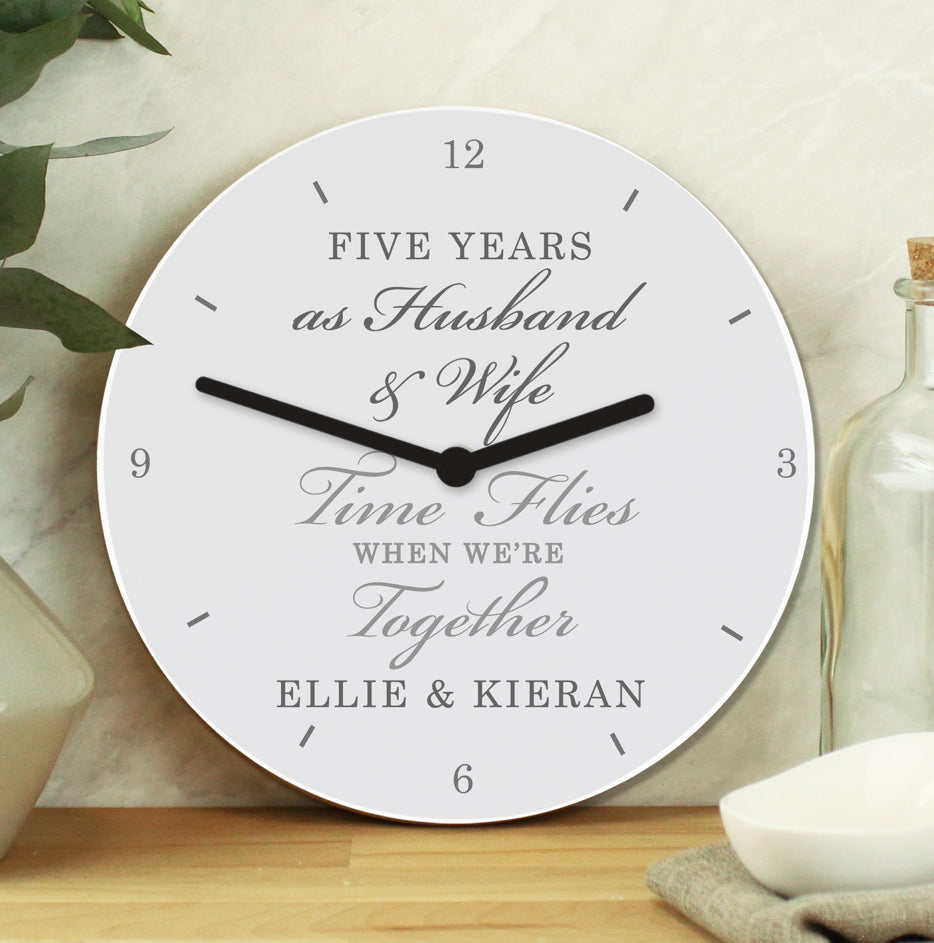 Personalised Anniversary Wooden Clock