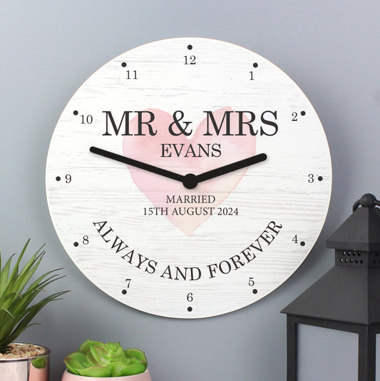 Personalised Couples Wooden Clock