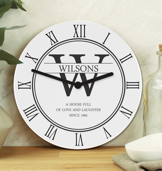 Personalised Family Name & Initial Wooden Clock