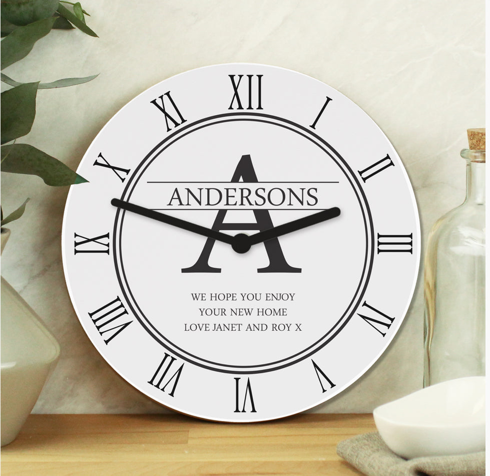 Personalised Family Name & Initial Wooden Clock