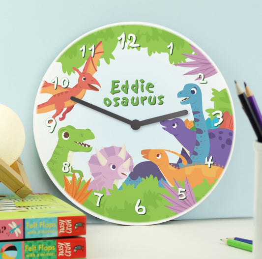 Personalised Dinosaur Wooden Childrens Clock