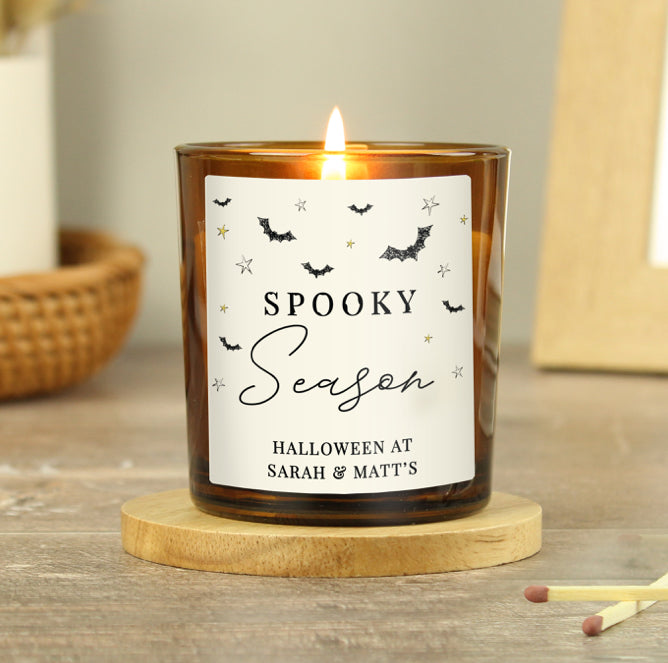 Personalised Spooky Amber Glass Candle