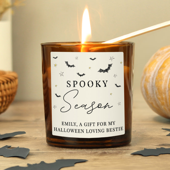Personalised Spooky Amber Glass Candle
