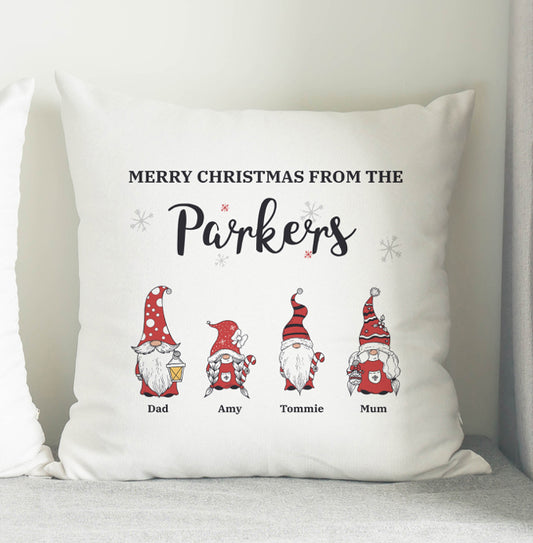Personalised Gonk Family Christmas Cushion