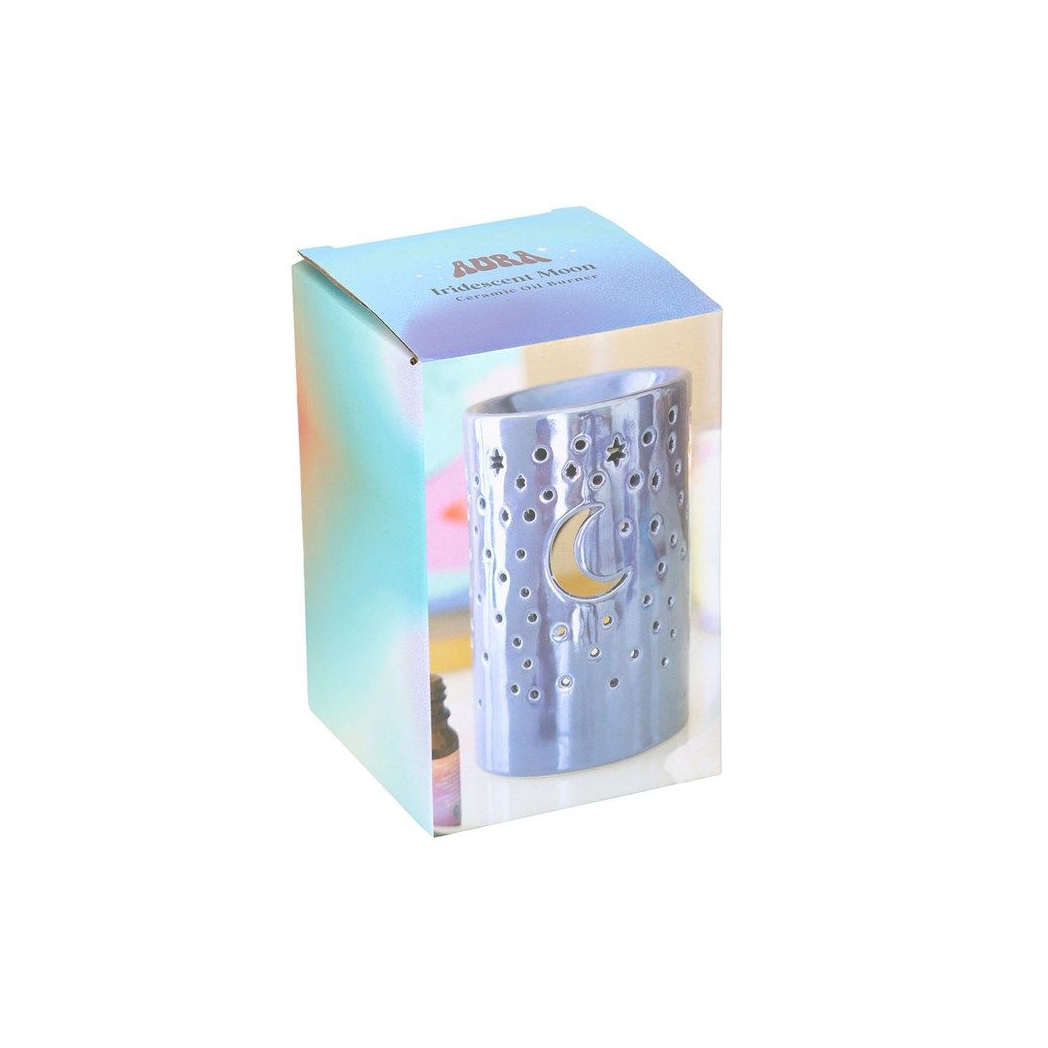 Iridescent Purple Moon Pillar Oil Burner and Wax Warmer