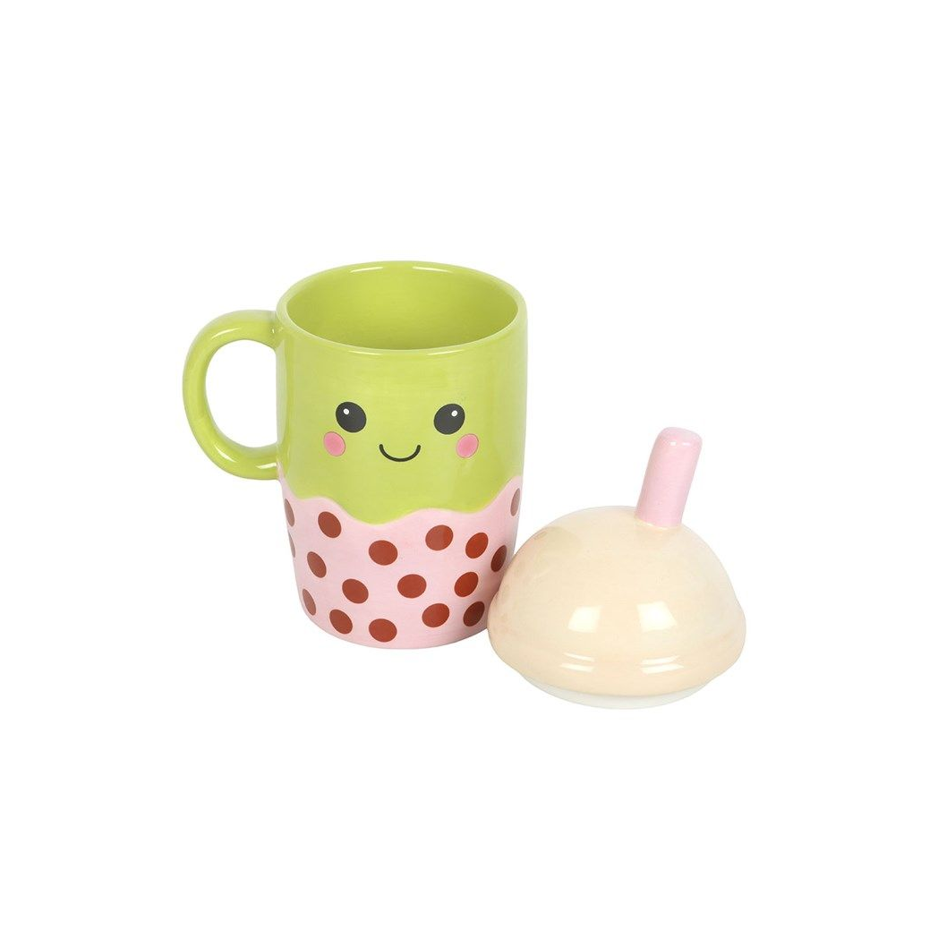 Kawaii Bubble Tea Lidded Mug
