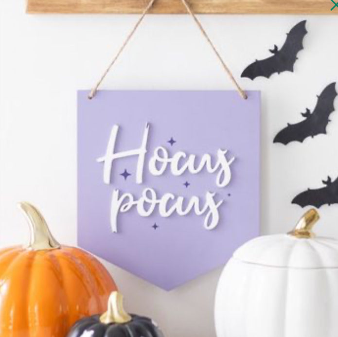 Purple Hocus Pocus Hanging Sign