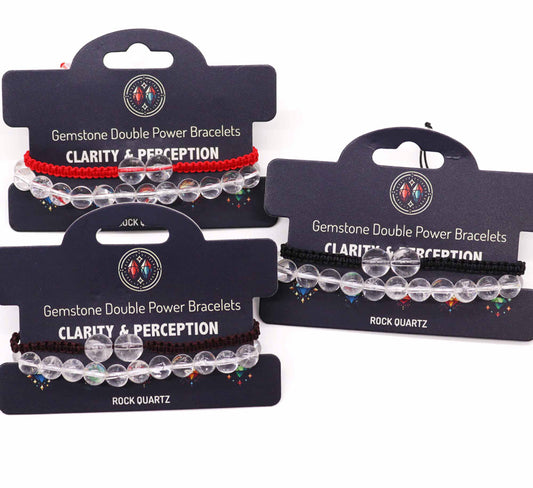 Gemstone Double Power Bracelets- Rock Quartz