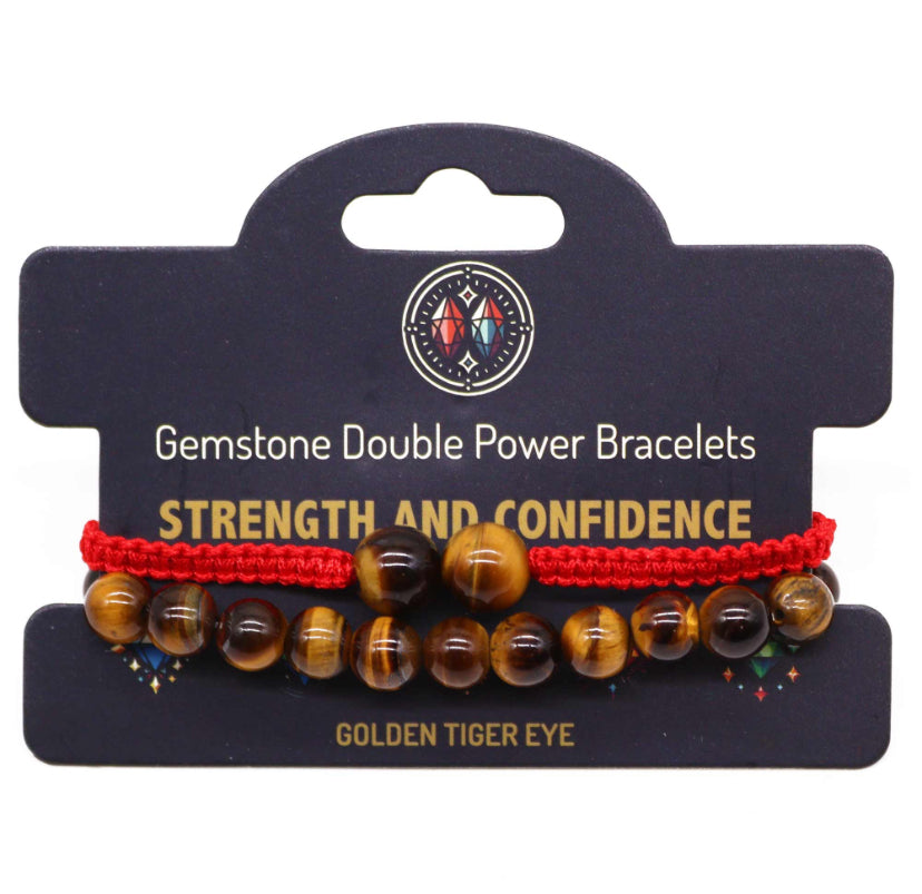 Gemstone Double Power Bracelets- Tiger Eye