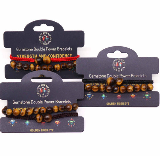 Gemstone Double Power Bracelets- Tiger Eye