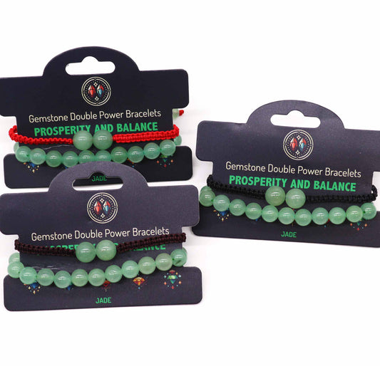Gemstone Double Power Bracelets- Jade