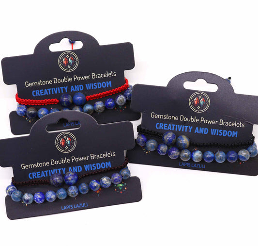 Gemstone Double Power Bracelets- Lapis Lazuli