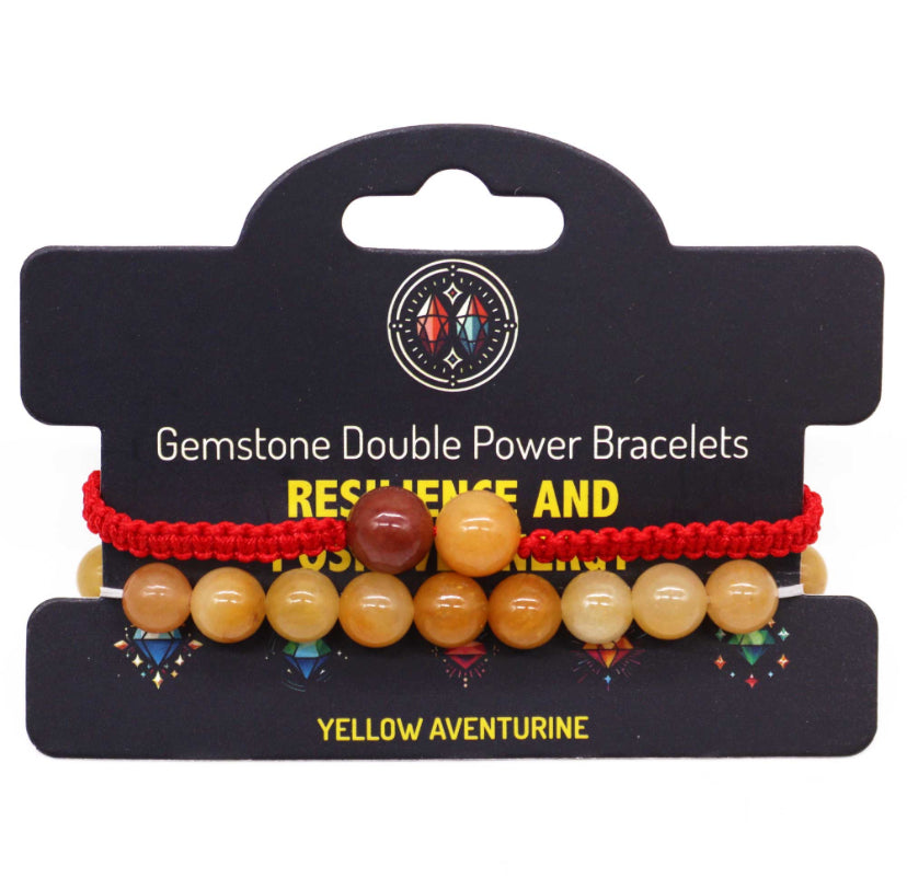 Gemstone Double Power Bracelets- Yellow Aventurine