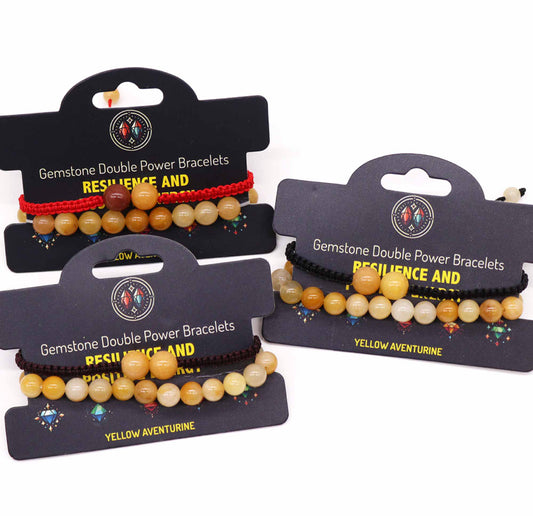 Gemstone Double Power Bracelets- Yellow Aventurine