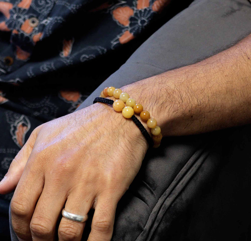 Gemstone Double Power Bracelets- Yellow Aventurine