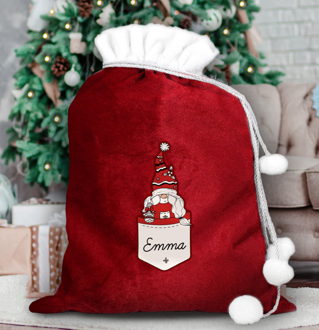 Personalised Gonk Family Red Christmas Sack - Female