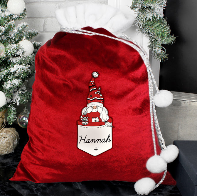 Personalised Gonk Family Red Christmas Sack - Female