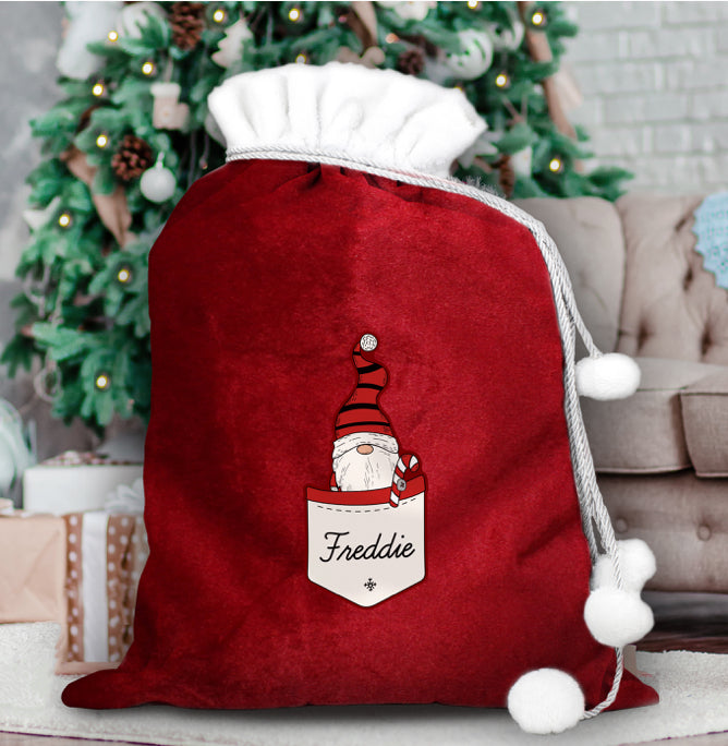 Personalised Gonk Family Red Christmas Sack - Boy
