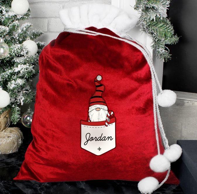 Personalised Gonk Family Red Christmas Sack - Boy