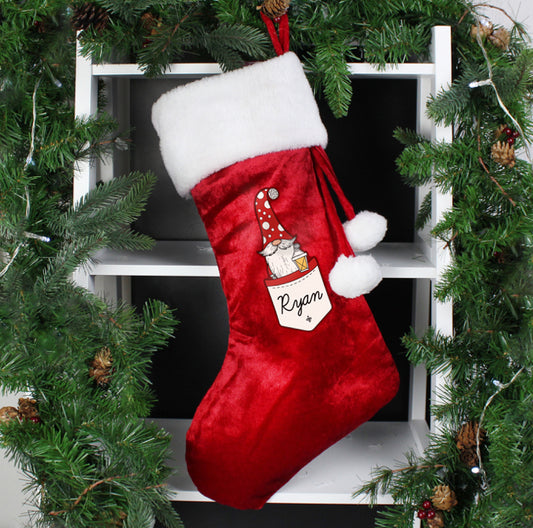 Personalised Gonk Family Red Christmas Stocking- Male