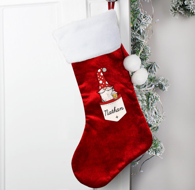 Personalised Gonk Family Red Christmas Stocking- Male