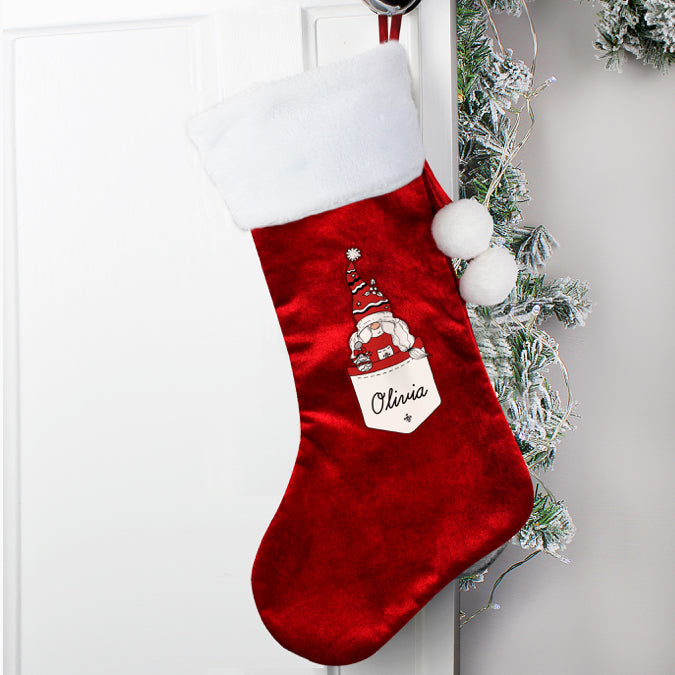 Personalised Gonk Family Red Christmas Stocking- Female