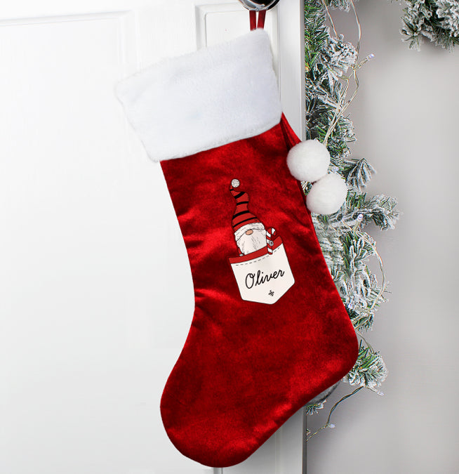 Personalised Gonk Family Red Christmas Stocking- Boy