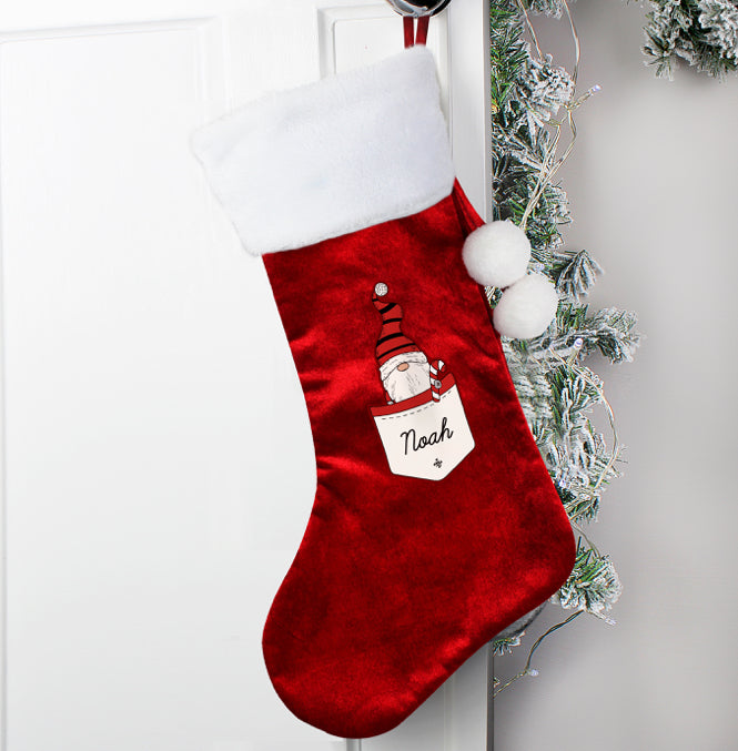 Personalised Gonk Family Red Christmas Stocking- Boy