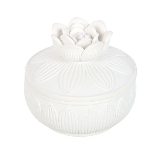 White Lotus Flower Trinket Box