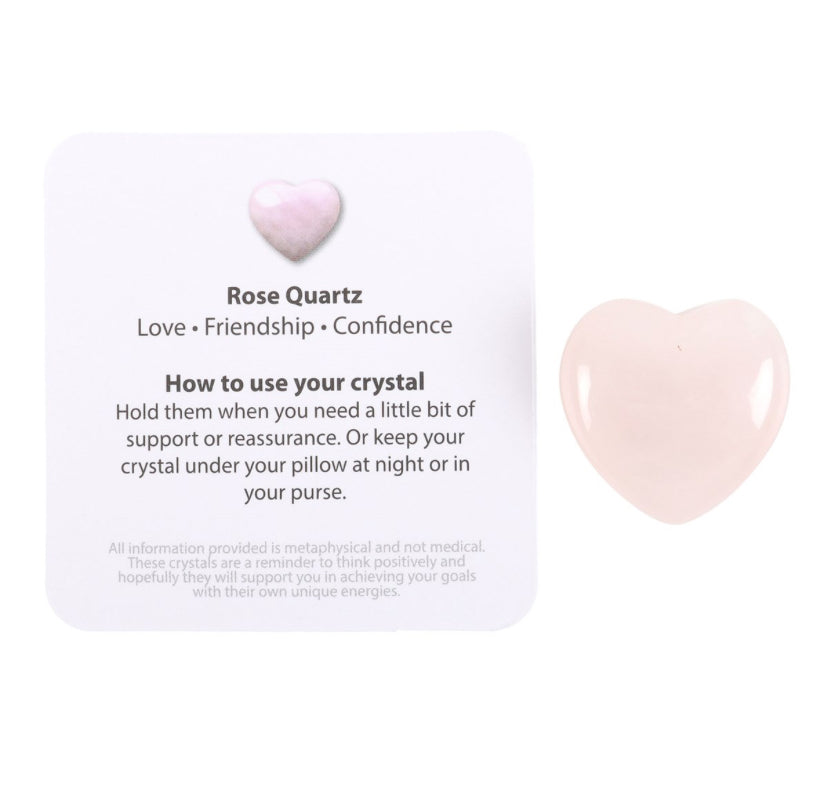 I Love You Rose Quartz Crystal Heart in a Bag
