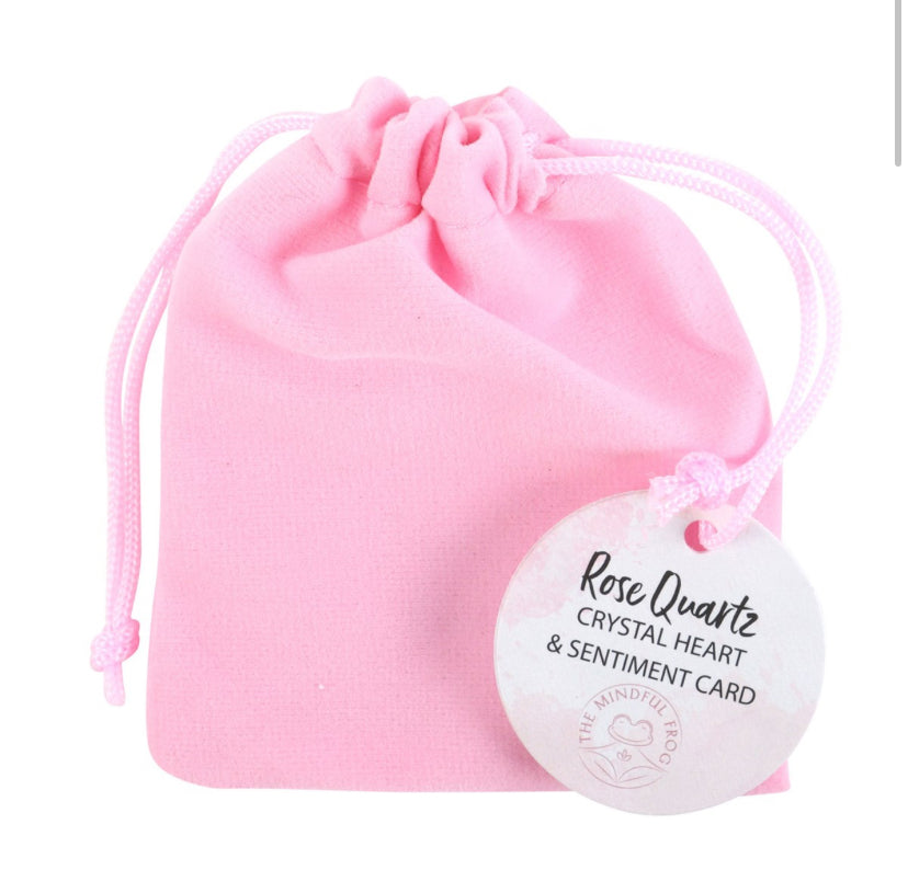 I Love You Rose Quartz Crystal Heart in a Bag
