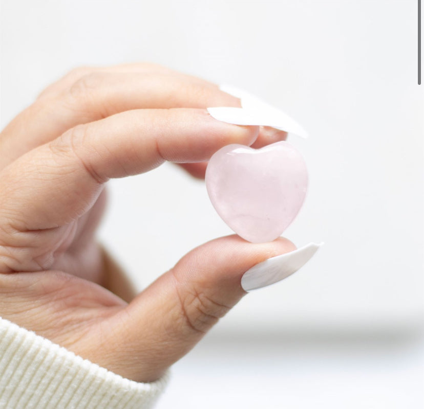 I Love You Rose Quartz Crystal Heart in a Bag