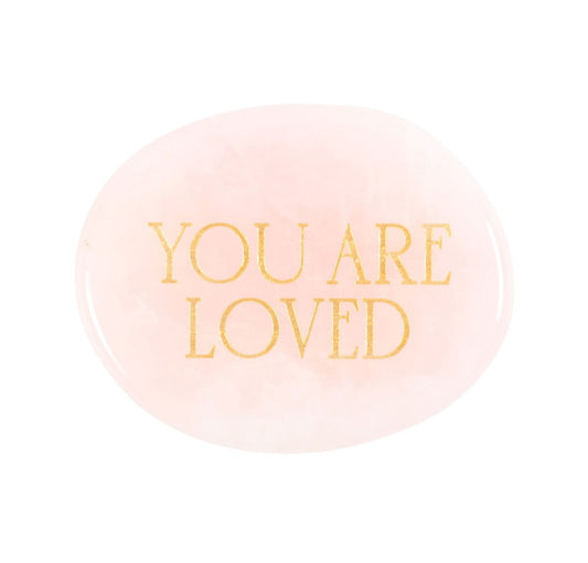 You Are Loved Rose Quartz Crystal Palm Stone