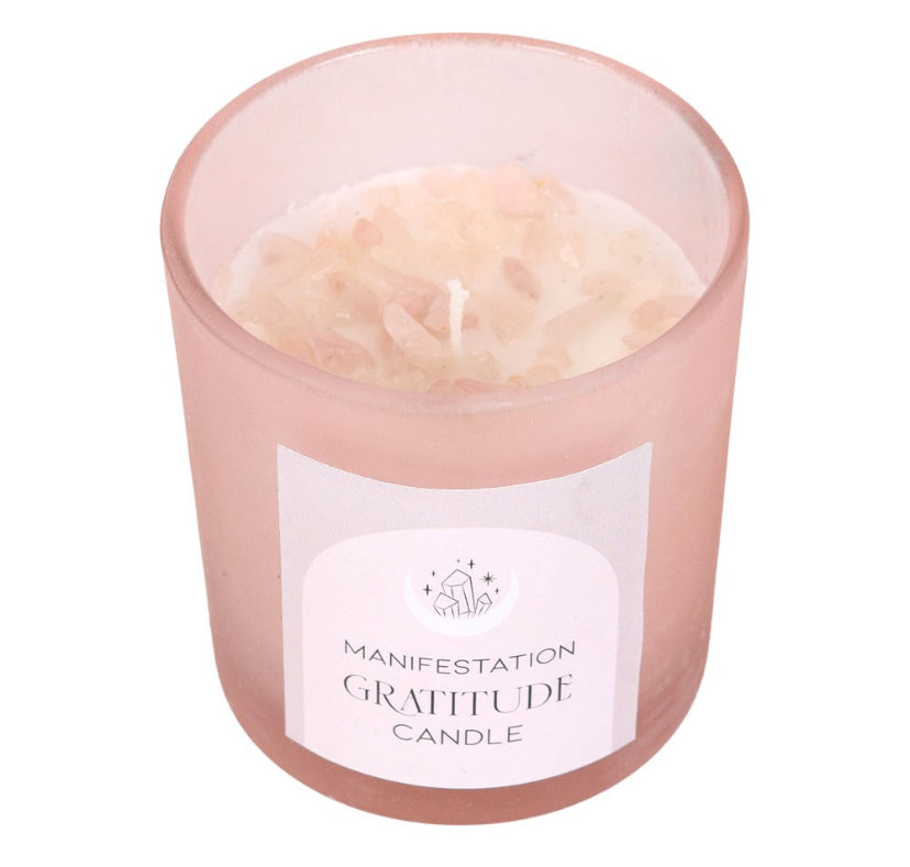 Gratitude Wild Rose Crystal Chip Candle