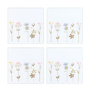 Floral Glass Coaster Set