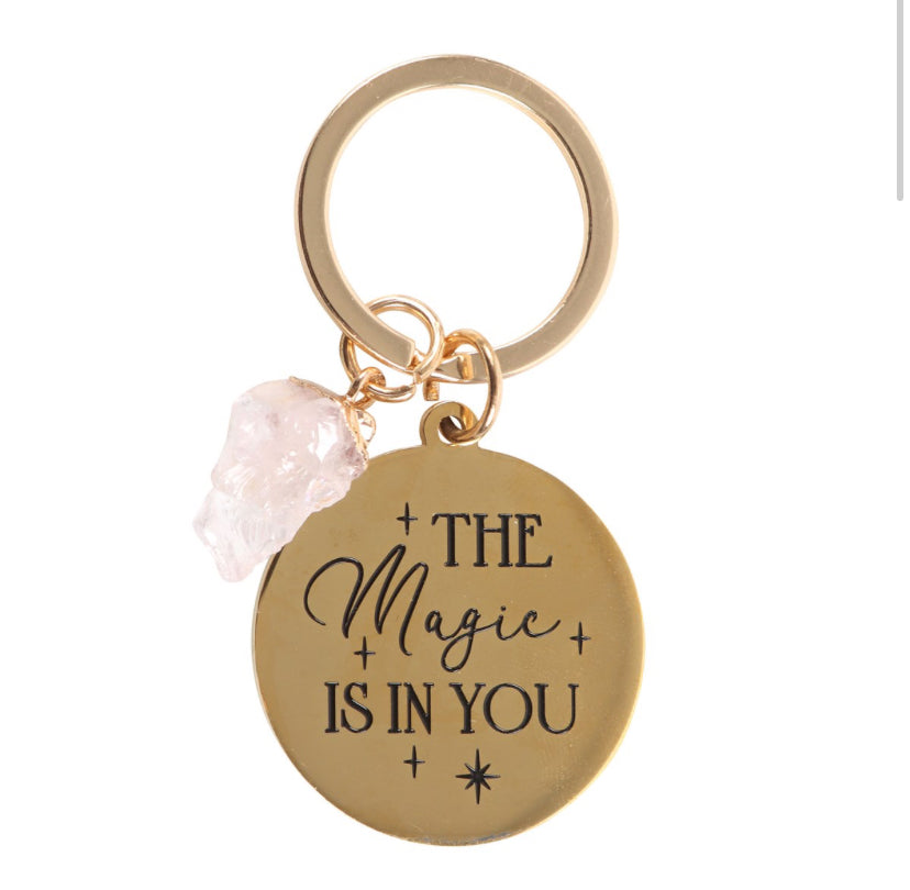 The Magic Is In You Rose Quartz Crystal Keyring