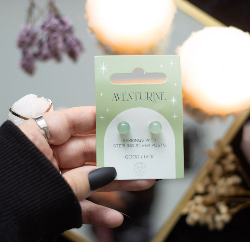 Aventurine Semi Precious Crystal Earrings