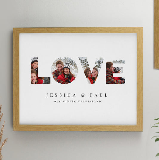 Personalised LOVE Photo Upload Oak Poster Frame