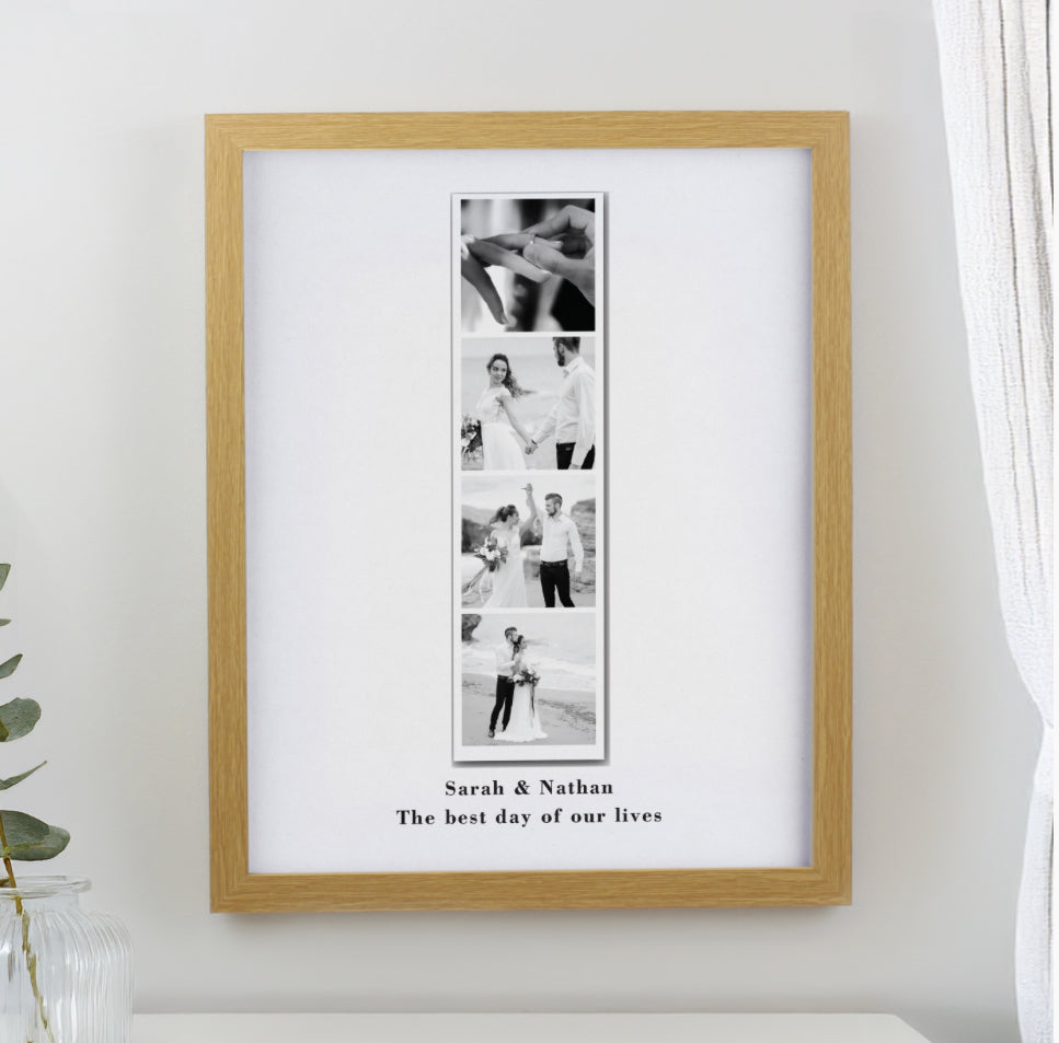 Personalised Photo Upload Strip Oak Poster Frame
